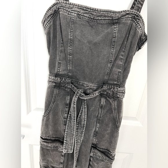 Free People Black Denim Overalls Sz M - Picture 2 of 4